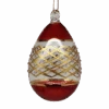 Lattice Banded Stipple Glass Egg - Red