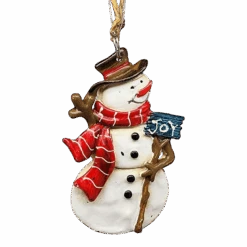Clay-Style Snowman Ornament - Joy Sign