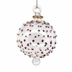 Clear 3" Glass Stipple Ball - Red