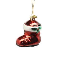 Kurt Adler 3 Inch Boxed Glass Ornament - Stocking - Red