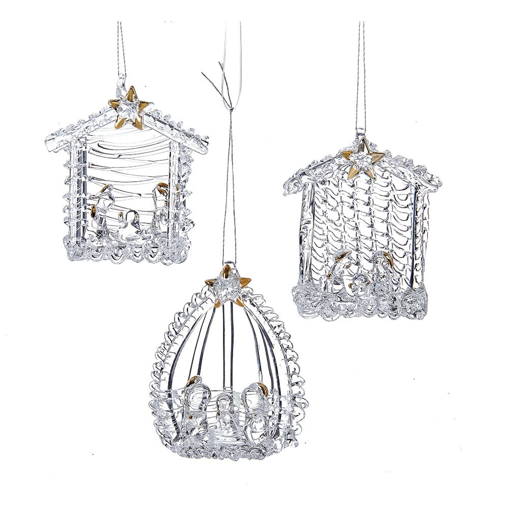 Kurt Adler Spun Glass Nativity Ornaments - 3 Piece Box Set 2 Kurt Adler Spun Glass Nativity Ornaments - 3 Piece Box Set - Image 2