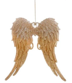 Kurt Adler Gold And Silver Glitter Angel Wings Acrylic Ornament - -Country Christmas Loft Shop gsge3hefj2op0e2vp6nt