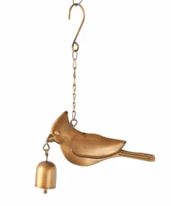 Hanging Copper Look Metal Bird With Bell