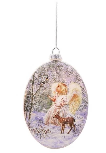 Oval Glass Ornament - Blond Angel Girl 2 Oval Glass Ornament - Blond Angel Girl - Image 2