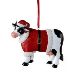 Kurt Adler Resin Christmas Cow Ornament -