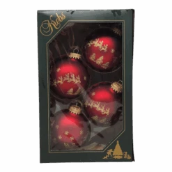 Krebs Value Glass Ornament 4 Pack - Santa On Burgundy
