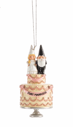 Couple On Wedding Cake Ornament - Just Married