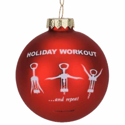 Wine Opener Holiday Workout Funny Glass Christmas Ornament