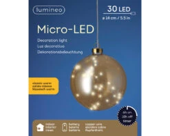 Lumineo Micro LED Lighted Ball Ornament - Warm White - Copper Wire