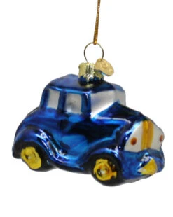 Kurt Adler 3 Inch Boxed Glass Ornament - Blue Car