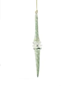 Outer Swirl Icicle Glass Ornaments - Green - Clear Center