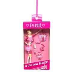 Kurt Adler Pink Is The New Black Boxed Doll Ornament