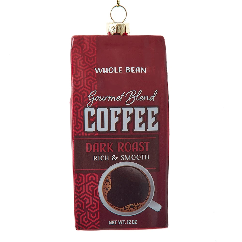 Kurt Adler Glass Dark Roast Coffee Bag Ornament 1 Kurt Adler Glass Dark Roast Coffee Bag Ornament