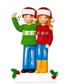 Christmas Sweater Couple Selfie Ornament