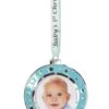 Silver Plated Baby Ornament - Round Blue Picture Frame