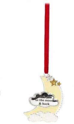 Silver Plated Baby Ornament - I Love You To The Moon And Back