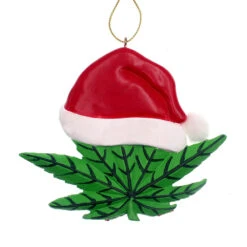 Kurt Adler Cannabis Leaf With Santa Hat Ornament -Country Christmas Loft Shop jbwqrqnbqdvei8fxx77c