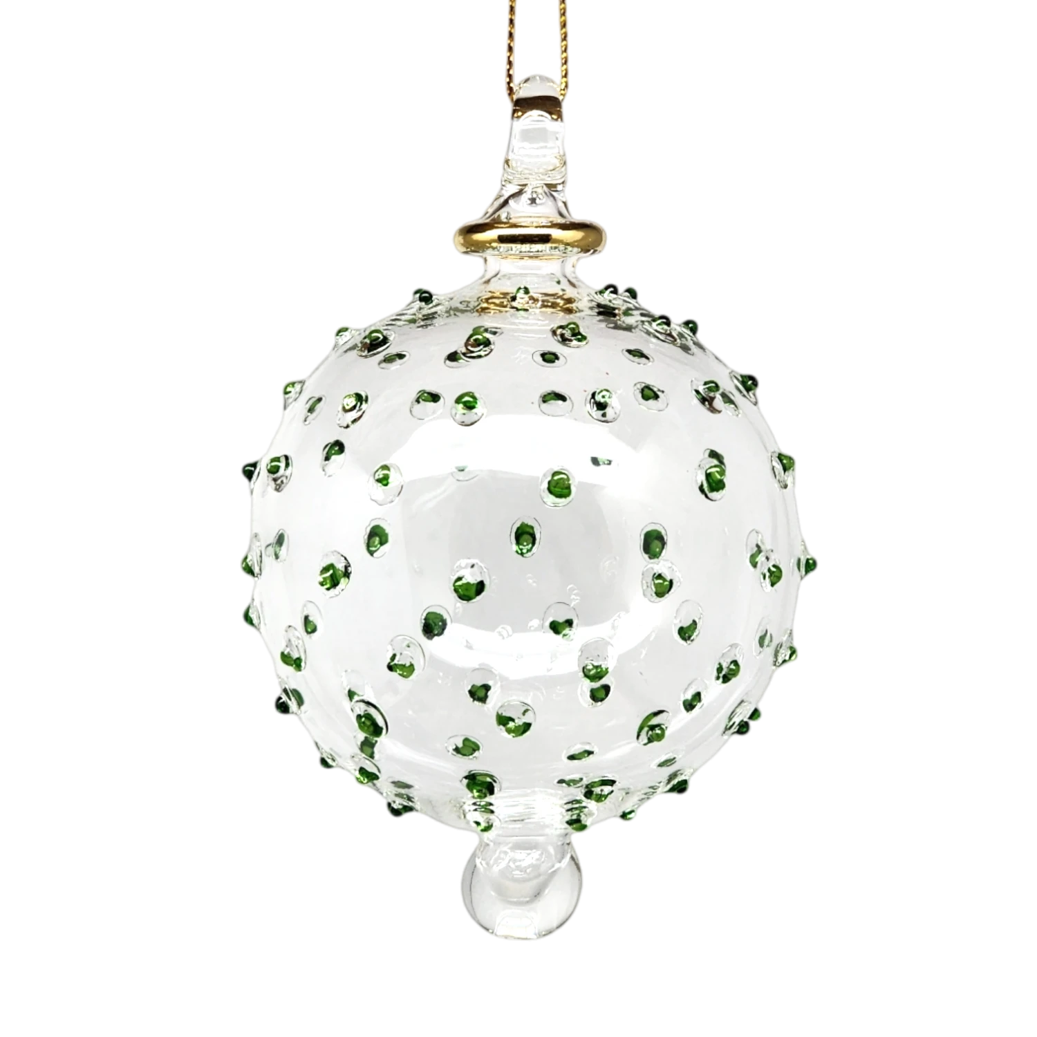 Clear 3" Glass Stipple Ball - Green 1 Clear 3" Glass Stipple Ball - Green