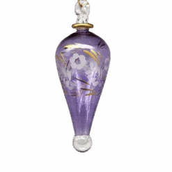 Floral Etched Elongated Teardrop - Purple