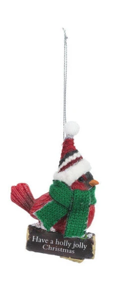 Cozy Bird Ornament - Have A Holly Jolly Christmas