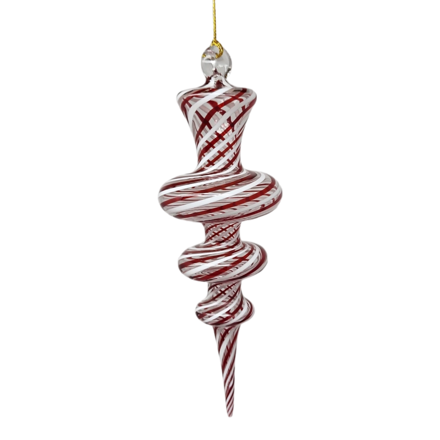 Peppermint Swirl - 3 Torus - Egyptian Glass Ornament 2 Peppermint Swirl - 3 Torus - Egyptian Glass Ornament - Image 2