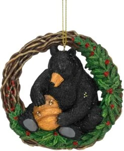 Roman Black Bear With Bee Hive Wreath Ornament -Country Christmas Loft Shop jkub5rh1cswivuiqijs0