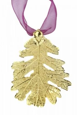 Gold Oak Leaf With Sheer Ribbon Ornament -Country Christmas Loft Shop jtybrznraqtzhqsslwpr