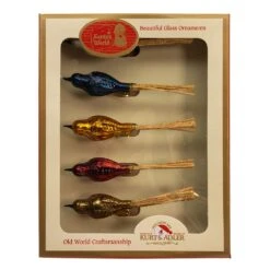 Kurt Adler Glass Vintage Clip-On Bird Ornaments - 5 Piece Set