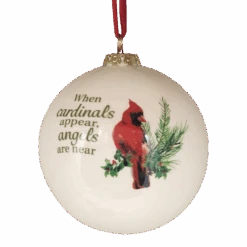 Ceramic Memorial Holiday Cardinal Ornament - When Cardinals Appear Angels Are Near