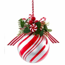 Kurt Adler Peppermint Glass Ball With Candy And Greenery Ornament - -Country Christmas Loft Shop k7bgvrdoq1hbgdfolcgz