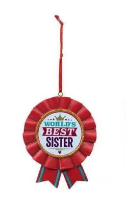 Kurt Adler Worlds Best Sister Ribbon - Ornament