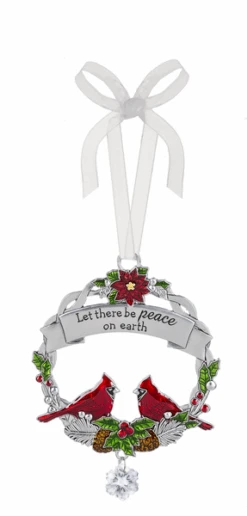 Christmas Cardinal Ornament - Let There By Peace On Earth
