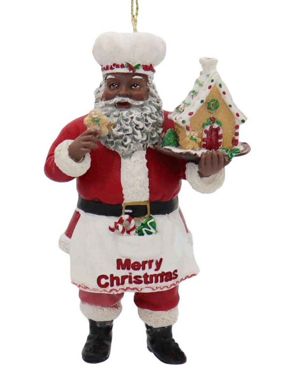 Kurt Adler African American Chef Santa Ornaments - 1 Kurt Adler African American Chef Santa Ornaments -