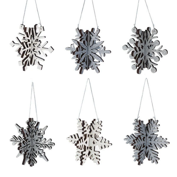 Wooden Snowflake Ornament - 1 Wooden Snowflake Ornament -