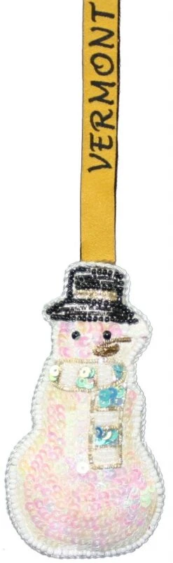 Snowman Sequined Ornament With Vermont Ribbon Hanger -Country Christmas Loft Shop khyfaxkneweelc0g10af