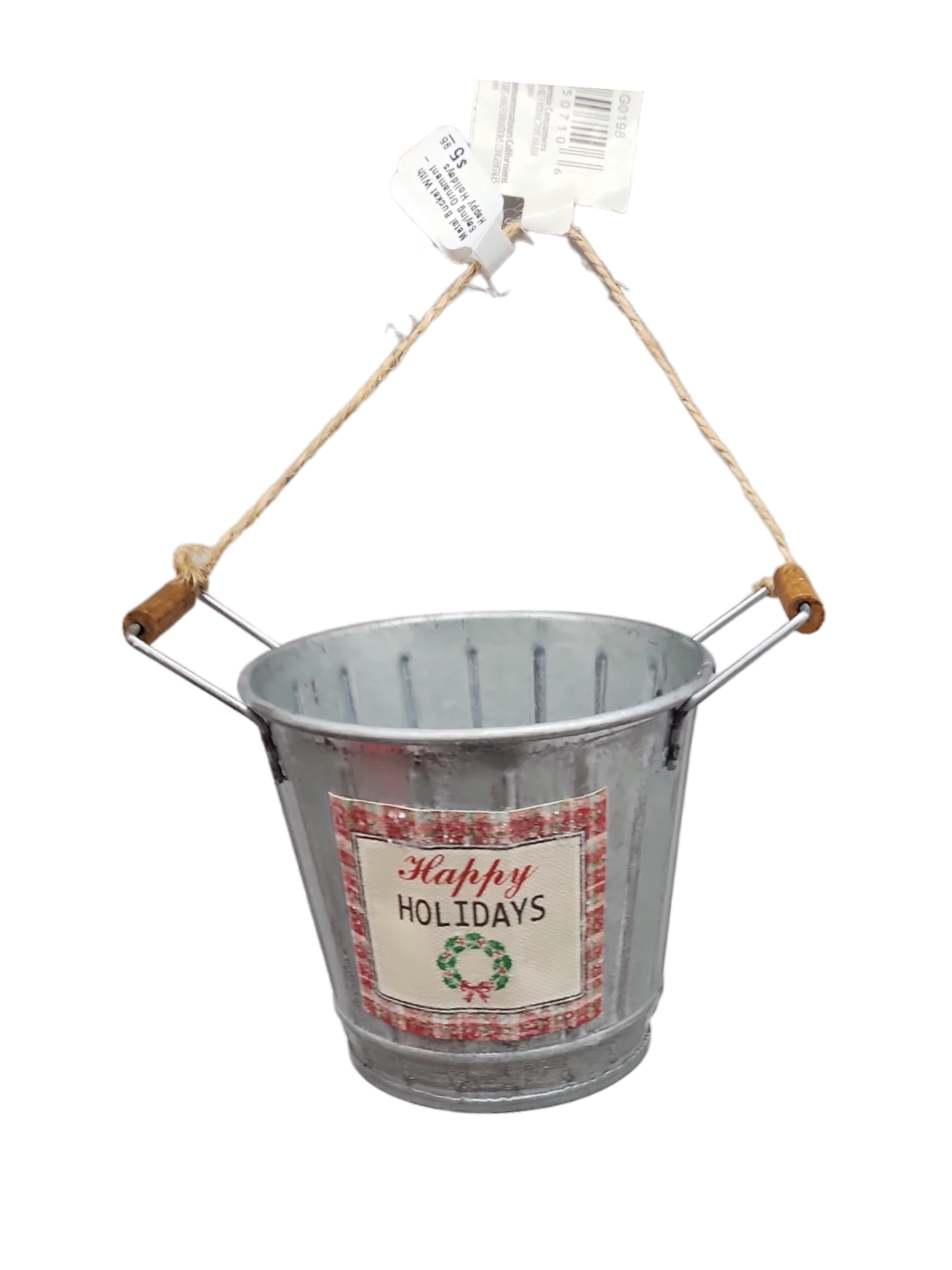 Kurt Adler Metal Bucket With Saying Ornament - Happy Holidays 1 Kurt Adler Metal Bucket With Saying Ornament - Happy Holidays