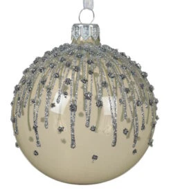 Decoris Enamel Ice Glass Ornament Set - 80mm - Silver And White -Country Christmas Loft Shop klk8dtn0t5lus22wauhq