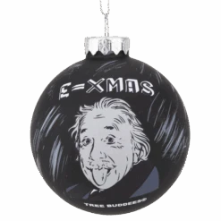 E=Xmas Albert Einstein Glass Christmas Ornament