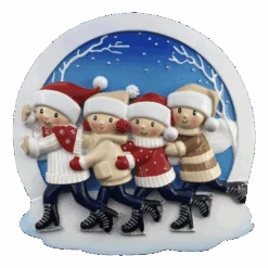 Ice Skating Family Of 4 - Ornament
