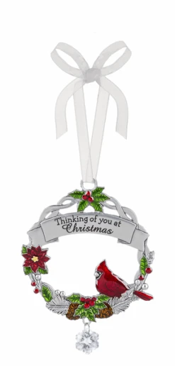 Christmas Cardinal Ornament - Thinking Of You At Christmas