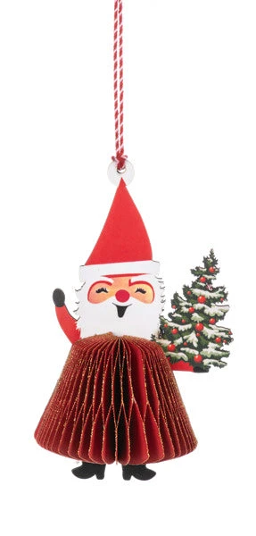 Vintage Honeycomb Santa Ornament - 3 Vintage Honeycomb Santa Ornament - - Image 3