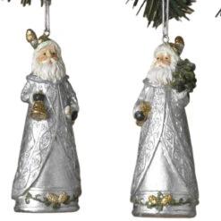 Silver Vintage Santa Ornament -