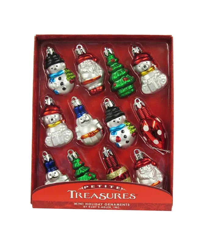 Kurt Adler Miniature Shatterproof Ornaments - 12 Piece Box Set 1 Kurt Adler Miniature Shatterproof Ornaments - 12 Piece Box Set