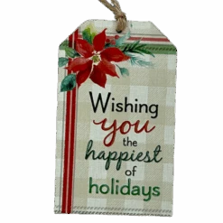 Wooden Plaid Gift Tag Ornament - Wishing You