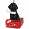 Poodle - Black With Bone Ornament