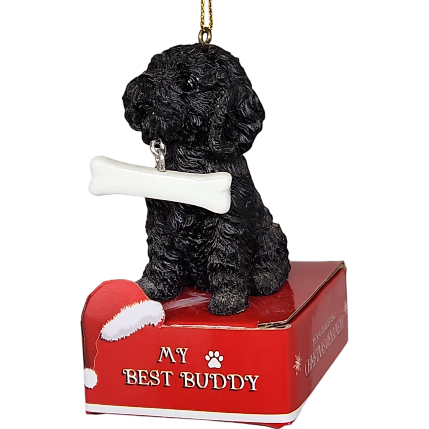 Poodle - Black With Bone Ornament 1 Poodle - Black With Bone Ornament