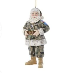 Kurt Adler Camouflage Military Santa Ornament