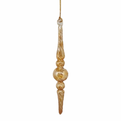 Outer Swirl Icicle Glass Ornaments - Gold -Finial
