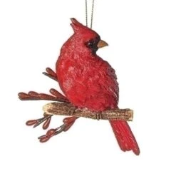 Roman Christmas Cardinal On Branch Ornament