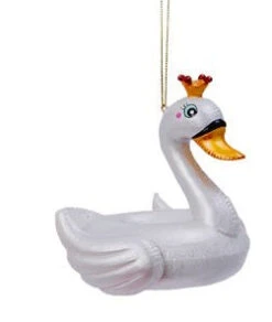 4.5 Inch Glass And Resin Pool Float Ornament - Swan